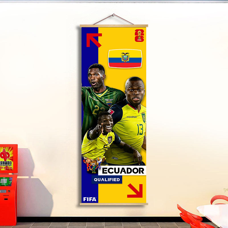 2026 World Cup National Team Fabric Hanging Banner | Football Theme Wall Decor Poster for Bar & Fan Party