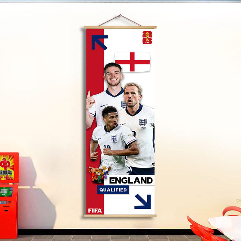 2026 World Cup National Team Fabric Hanging Banner | Football Theme Wall Decor Poster for Bar & Fan Party