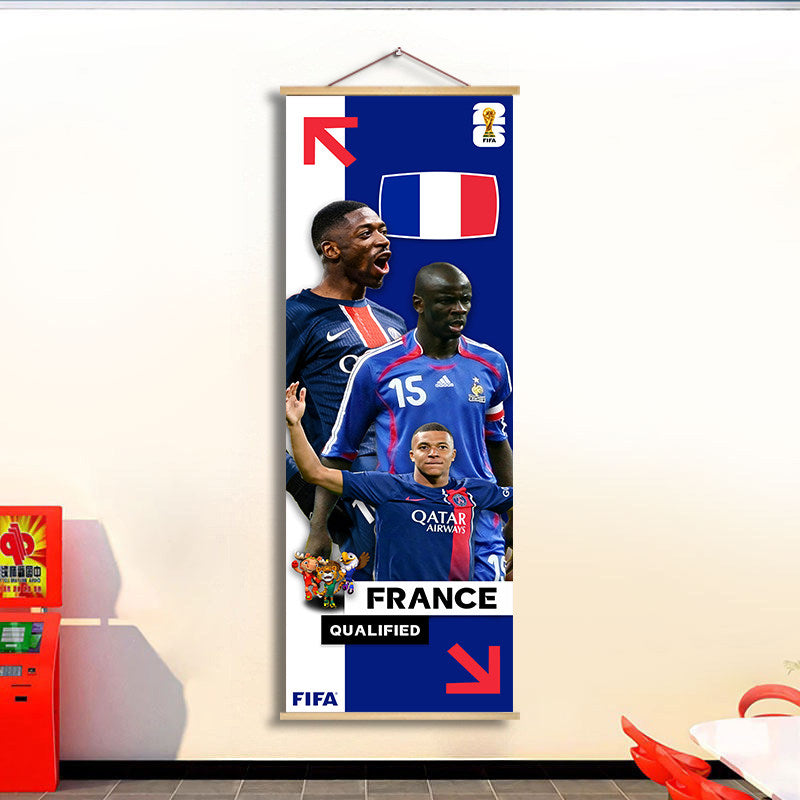 2026 World Cup National Team Fabric Hanging Banner | Football Theme Wall Decor Poster for Bar & Fan Party