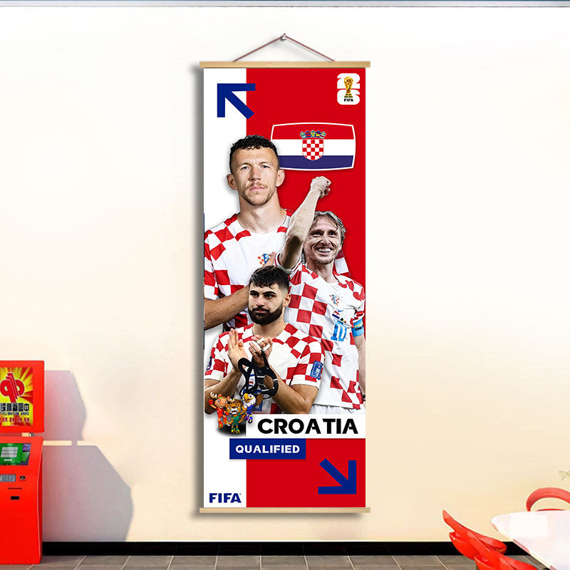 2026 World Cup National Team Fabric Hanging Banner | Football Theme Wall Decor Poster for Bar & Fan Party