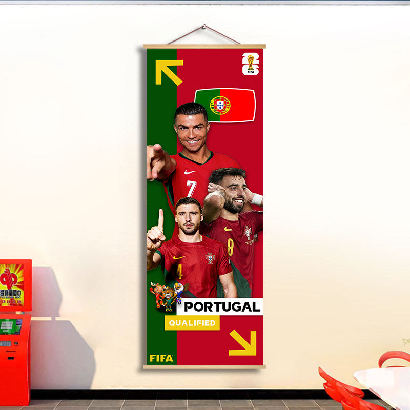 2026 World Cup National Team Fabric Hanging Banner | Football Theme Wall Decor Poster for Bar & Fan Party
