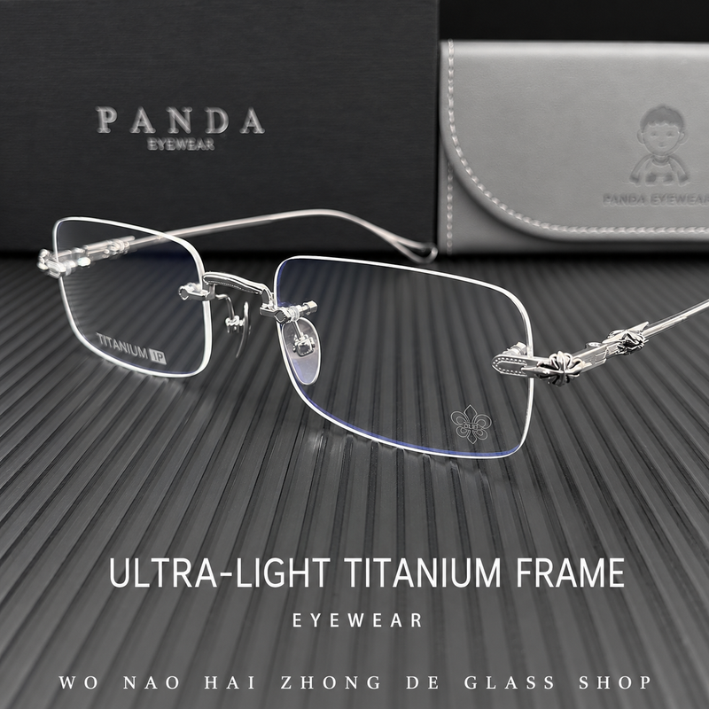 Prescription Eyeglasses | Rimless Ultra-Light Titanium Frame for Wide Face