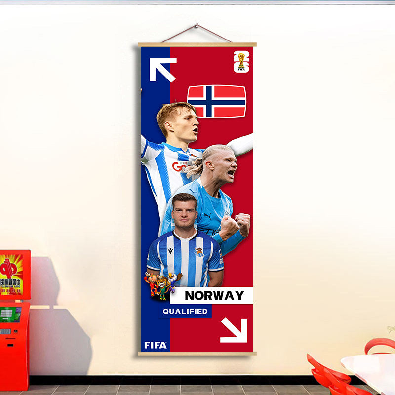 2026 World Cup National Team Fabric Hanging Banner | Football Theme Wall Decor Poster for Bar & Fan Party