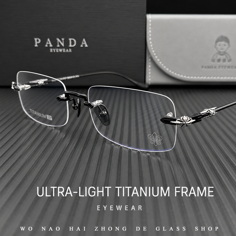 Prescription Eyeglasses | Rimless Ultra-Light Titanium Frame for Wide Face