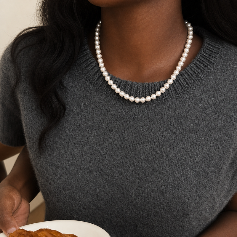 Necklaces | Minimalist Elegant Faux Pearl Choker with Magnetic Clasp