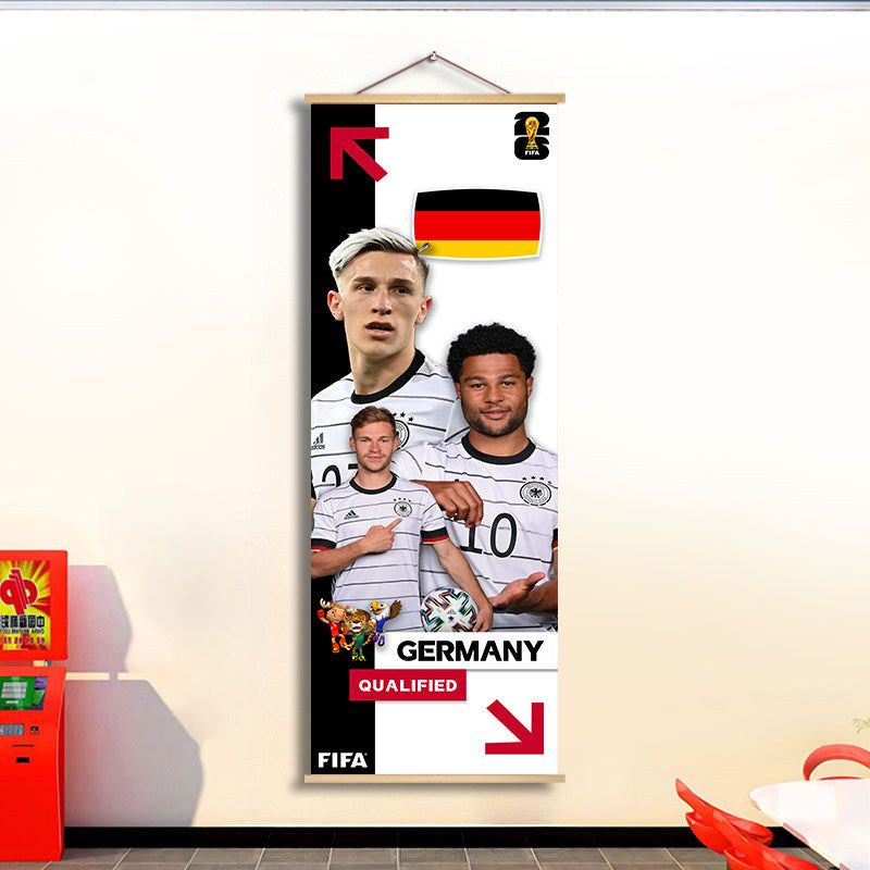 2026 World Cup National Team Fabric Hanging Banner | Football Theme Wall Decor Poster for Bar & Fan Party