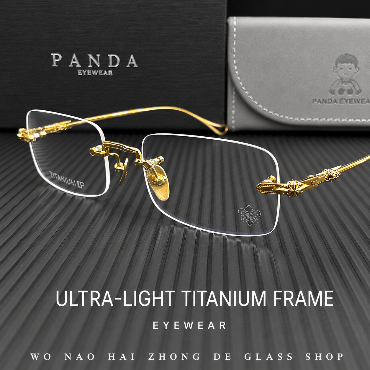 Prescription Eyeglasses | Rimless Ultra-Light Titanium Frame for Wide Face