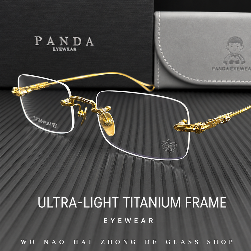 Prescription Eyeglasses | Rimless Ultra-Light Titanium Frame for Wide Face